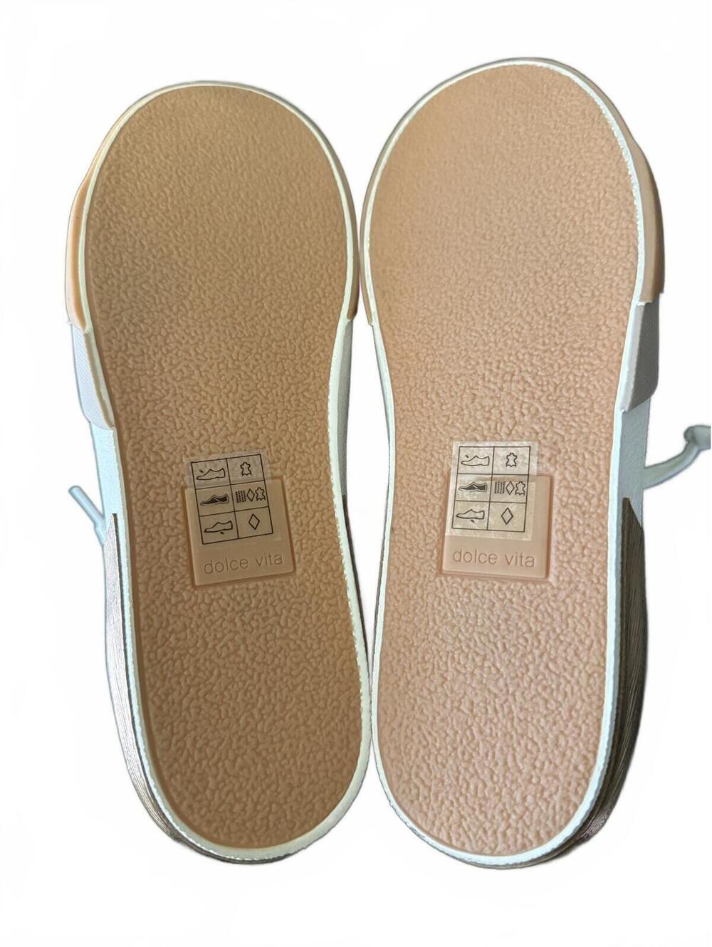 NEW Dolce Vita Women's Sneakers Size 7 White Sand Gold Lace Up Athleisure Casual - Picture 7 of 9